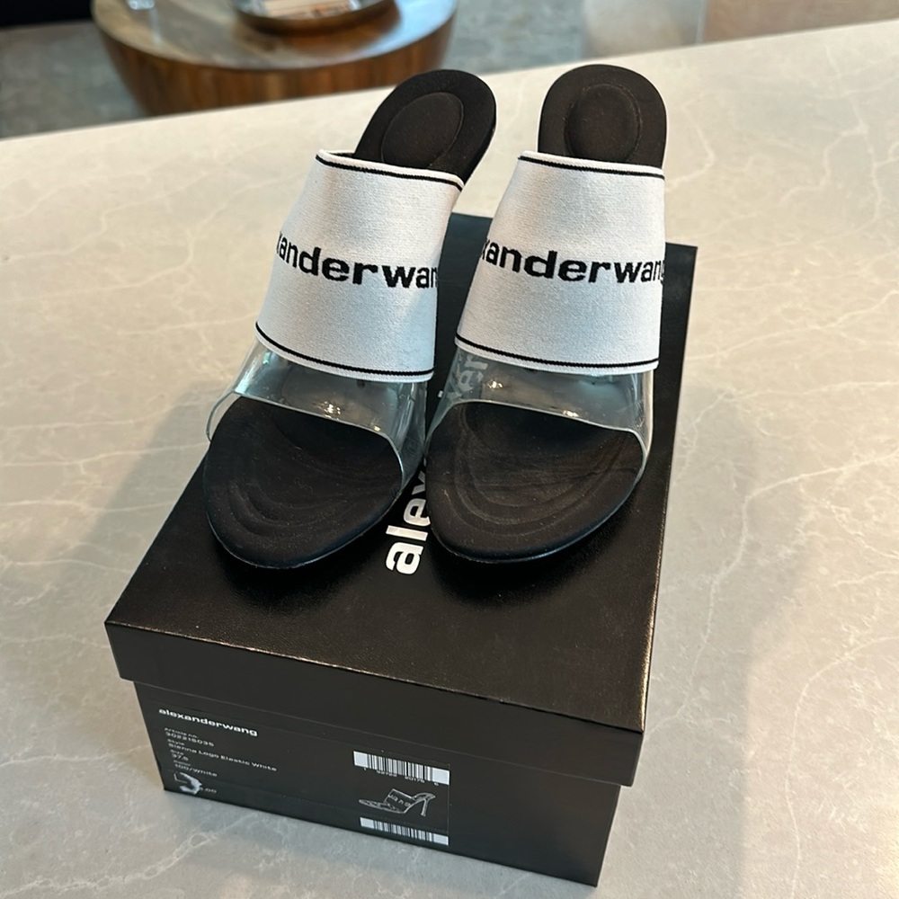 Alexander Wang sienna elastic logo heel - size 37 1/2
